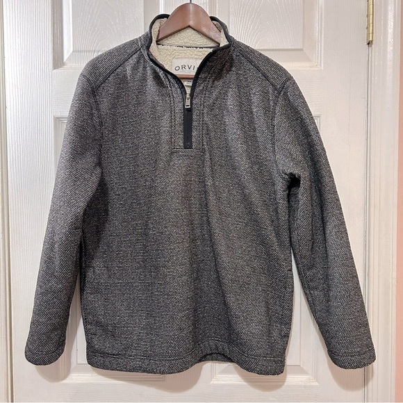 Orvis Quarter Zip Sweater Sherpa Lined Size Medium Winter Warm - Picture 1 of 8